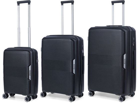 TravelZ Swinger Kofferset 3-delig- Lichtgewicht koffers met TSA-slot - Zwart