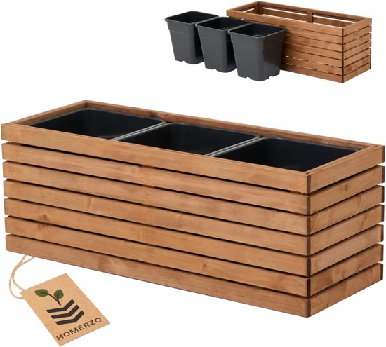 Bloembak voor binnen en buiten, houten plantenbak met