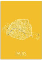 DesignClaud Parijs Plattegrond poster Geel A4 + Fotolijst zwart
