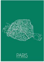 DesignClaud Parijs Plattegrond poster Groen A4 poster (21x29,7cm)