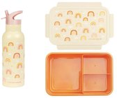 A Little Lovely Company Set rentrée scolaire - Gourde XL inox/Boîte Bento - Arcs-en-ciel