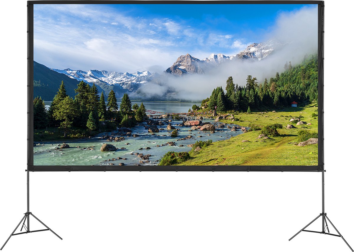 Projectiescherm met Standaard, 150 inch, 16:9, 4K HD, Kreukvrij, Draagbaar, Met Draagtas