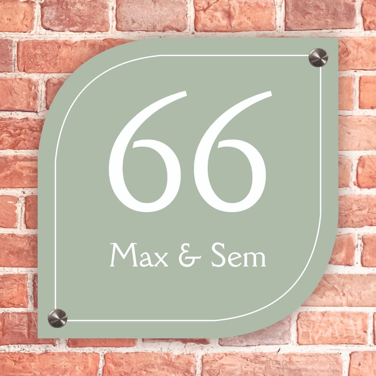 Naambordje voordeur lux groen met wit kader - 15x15cm - Incl. RVS bevestigingsmateriaal