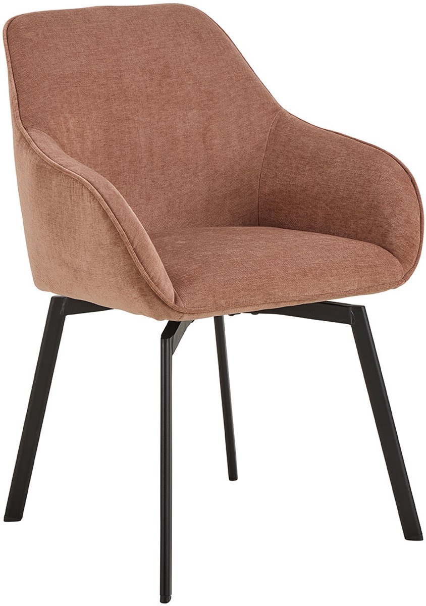 Giga Living Eetkamerstoel Klaasje - Bruin Stof - Zithoogte 47cm - Set van 2