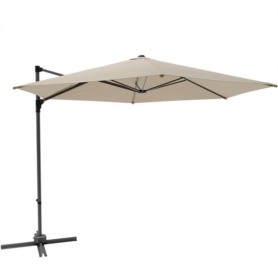 LifeGoods Parasol - Ø300 cm - One-push Systeem - Waterdicht - met Hoes - Taupe