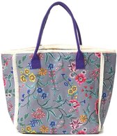 Strandtas - Bloemenprint - boodschappentas - grijs - musthave
