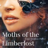 Boekomslag van Moths of the Limberlost met een close-up van een vrouw met een vlinderapplicatie op haar gezicht.