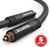 Câble optique Toslink ProFPS – 5 mètres – PVC flexible – Câble audio numérique à fibre optique – Connecteurs plaqués or 24 carats – Pour barre de son, téléviseur, amplificateur – Zwart