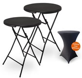 Goliving Statafel – 2 Stuks – Inclusief Statafelhoes – Statafelrok – Inklapbaar – Stevige partytafel – Voor binnen en buiten – Draagvermogen 50kg – Ø80 x 110 cm – 8,5 kg – Zwart