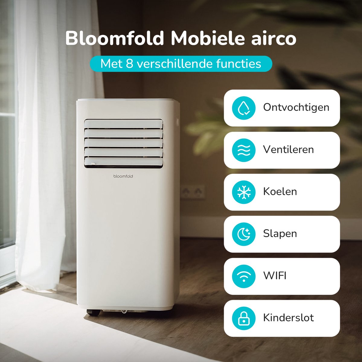 Afbeelding 3 van Bloomfold Mobiele Airco - 9.000 BTU - 4-in-1 -