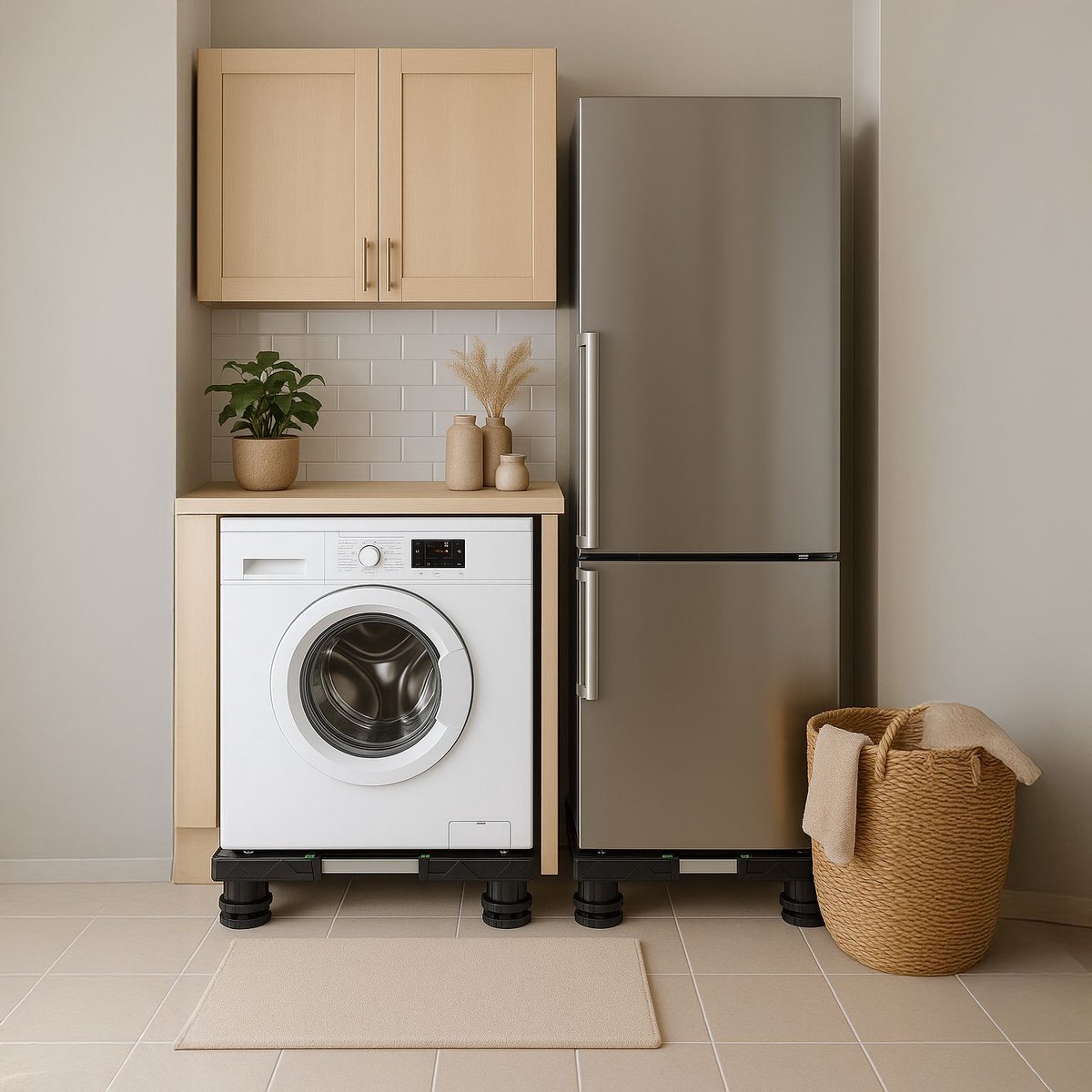 Wasmachine Verhoger - Geschikt voor Droger, Koelkast, Vaatwasser en Vriezer - Wasmachine Kast - Opbouwmeubel - Verstelbaar - Luft — afbeelding 7