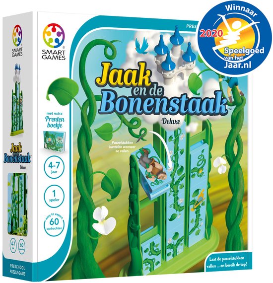 SmartGames – Jaak en de Bonenstaak Deluxe – Denkspel kleuters – Kantelende blokken – 60 opdrachten – met extra sprookjesboek