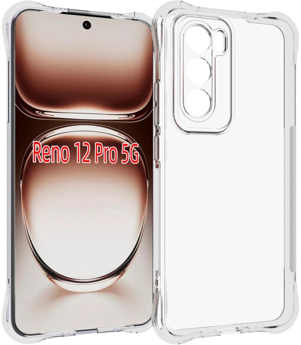 Mobigear Doorzichtig Hoesje geschikt voor OPPO Reno 12 Pro Telefoonhoesje Flexibel TPU | Mobigear Cushion Backcover | Doorzichtig Telefoonhoesje Reno 12 Pro | Reno 12 Pro Case | Back Cover - Transparant