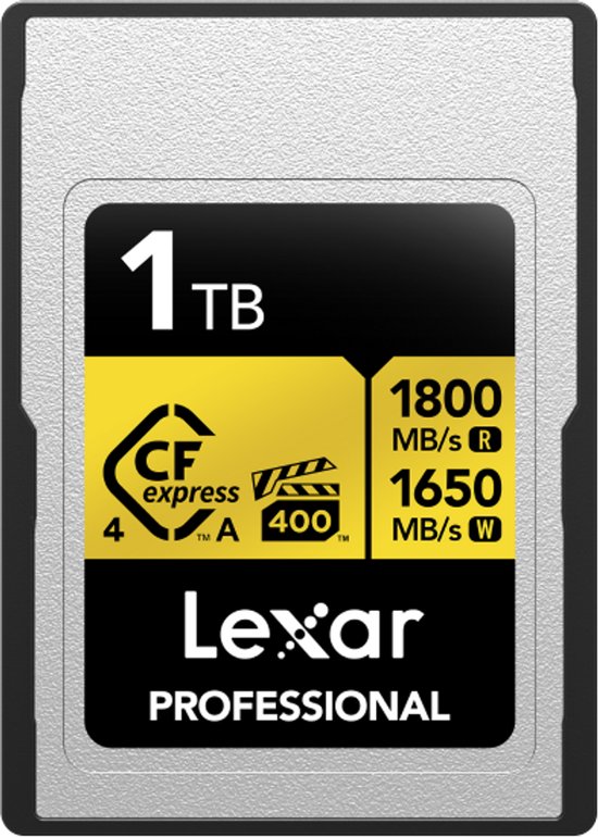 Lexar CFexpress PRO Type A Gold 4.0 Series 1TB - Lezen 1800MB/s, Schrijven 1650MB/s - VPG400