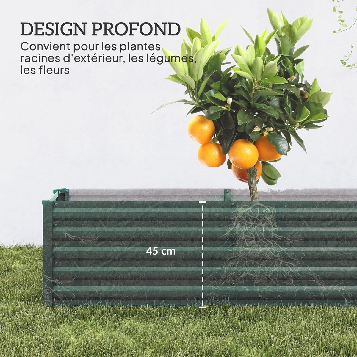 WOLTU Verhoogde moestuin van metaal, groentebak voor buiten, 100 x 40 x 56 cm, rechthoekige plantenbak van verzinkt plaat, voor groenten, bloemen en kruiden, voor tuin, balkon en terras, zilverkleurig