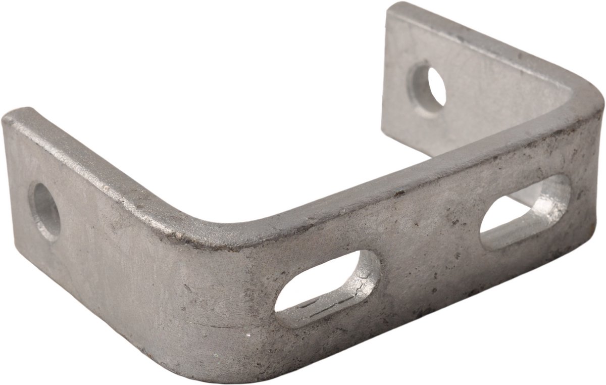 Gegalvaniseerde kielrolhouder U-steun - lengte 120 mm - met sleufgaten
