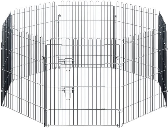 Zenzee Puppyren - Hondenren - Konijnenren - 120 x 120 x 60 CM - Opvouwbaar - Met Deur - 8 panelen - Zwart