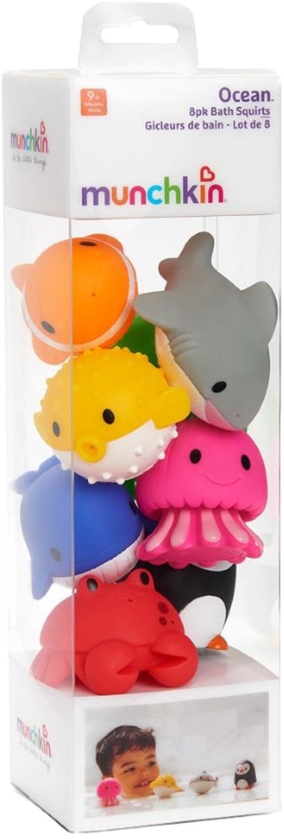 Munchkin Badspeelgoed Voor Baby's - Oceaanvormige Baddiertjes die Spuiten! - Badspuiters - Per 8 Stuks - Vanaf 9 Maanden — afbeelding 5