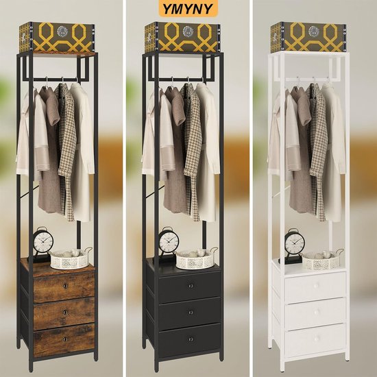Open kast hangruimte vak 2 lades metaal 70cm zwart Open kast hangruimte vak 2 lades metaal 70cm zwart