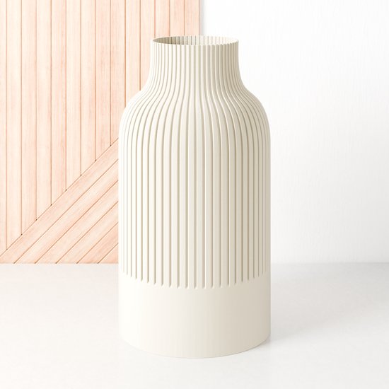Fleuriek - Vaas - Beige - H30 cm - Japandi Vaas - Minimalistisch design - Bloemenvaas van bio kunststof - Japandi living decoratieve vaas