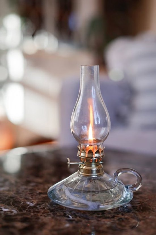 Olielamp - Kristal, Messing - 19e eeuw - Catawiki