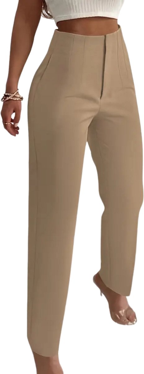 Livano Pantalon Dames Chino Golfbroek Nette Broek Met Elastische Tailleband Volwassenen Creme