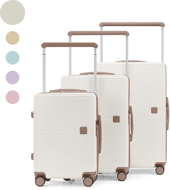 Skycases City Walker – 3-delige Kofferset - Lichtgewicht & Duurzaam - 34, 77 & 94 Liter - 360° Spinner Wielen - TSA-slot – Beige