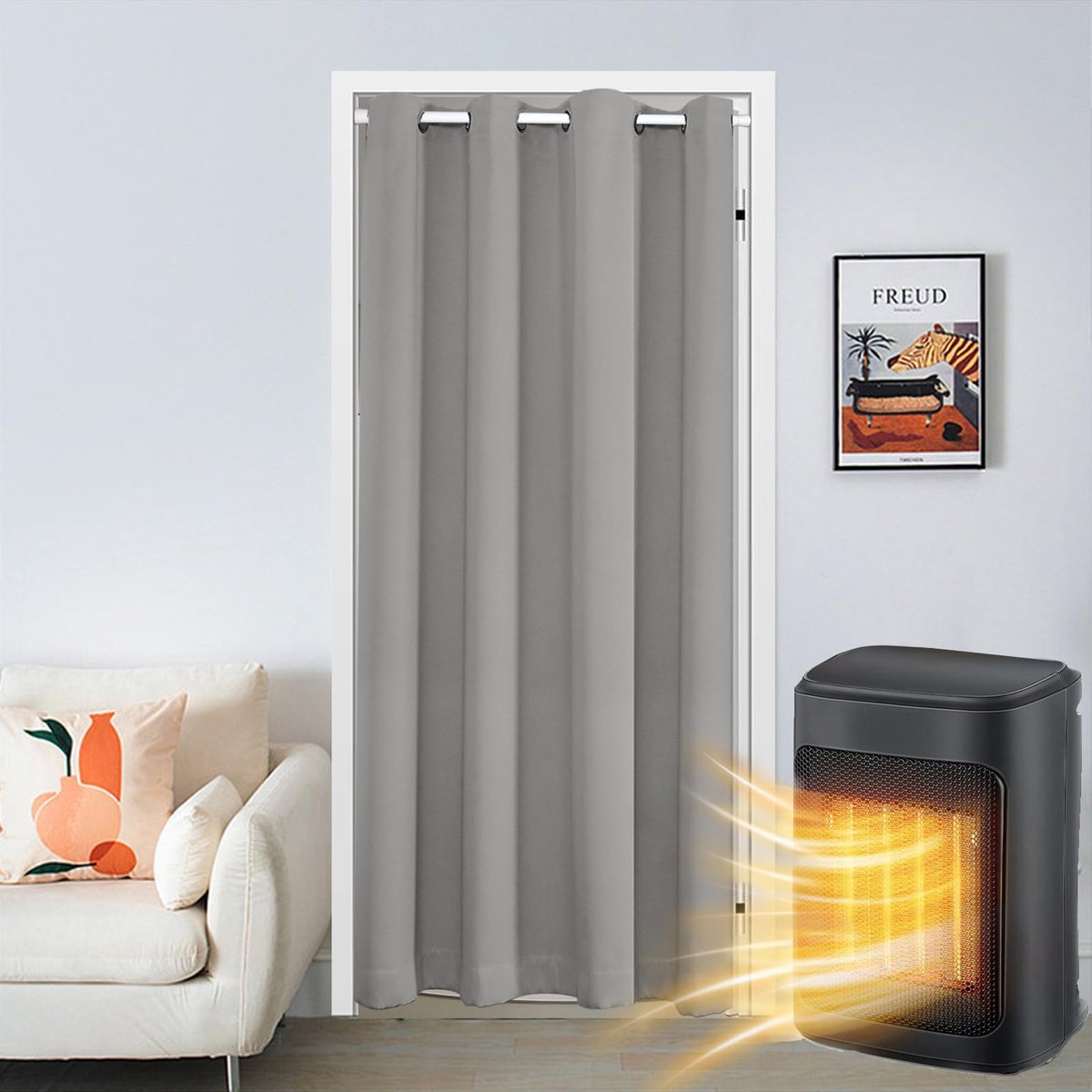 Unyqoos Elegante Thermische Deurgordijnen voor Privacy en Isolatie in Huis grijs