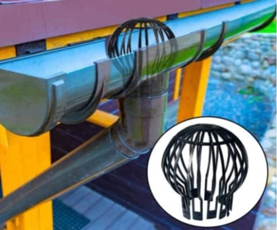 set van 4 - Gootbescherming - 12.45*12.45*14.48cm - dakgootbeschermer - kunststof - Ronde - vloernetafdekking - zwart - Anti Verstopping