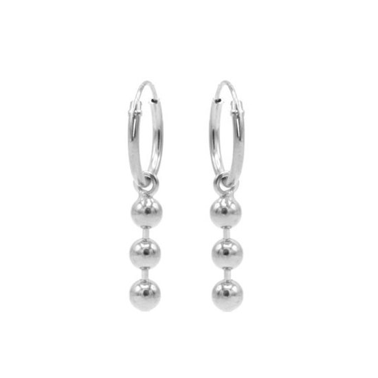 Karma Symbols oorbel Triple Chain Ball Zilver M2390