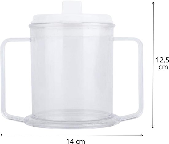 Handy beker - Drinkbeker - 2 handgrepen - Met deksel - 450ML - Transparant - Drink Beker met tuit - Dubbel handvat van Mepal — afbeelding 4