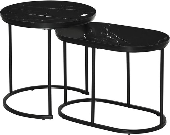 Meubella - Salontafel Rica - Wit marmerlook - Set van 2 | Leen Bakker