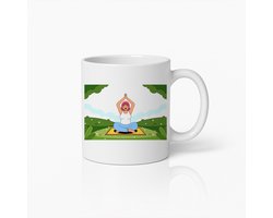 Vredige Yoga Beker – Ontspannend Buiten Meditatie Ontwerp voor Mindfulness & Wellness Liefhebbers – 330ml Keramische Mok