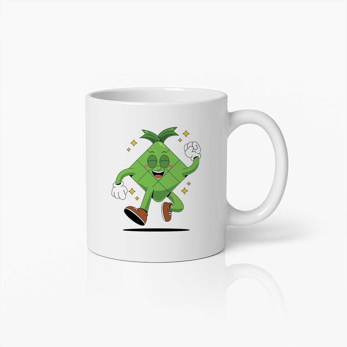 Blije Dansende Blad Mok – Leuke en Vrolijke Koffiebeker voor Natuurliefhebbers