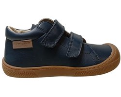 Naturino barefoot - Amur VL - Mt 19 - velcro's bumper effen lederen sneakers - Navy - brede voeten