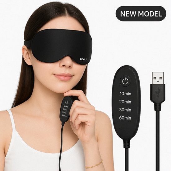 Verwarmd USB-elektrisch Oogmasker met Slimme Temperatuurregeling en Timer - Stoomkatoenen Masker voor Droge Ogen en Blefaritis