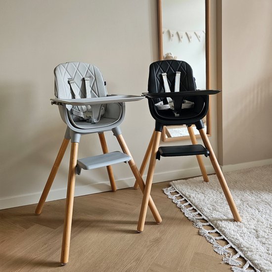 Chaise Haute LUVION® Gris & Beige - Chaise enfant