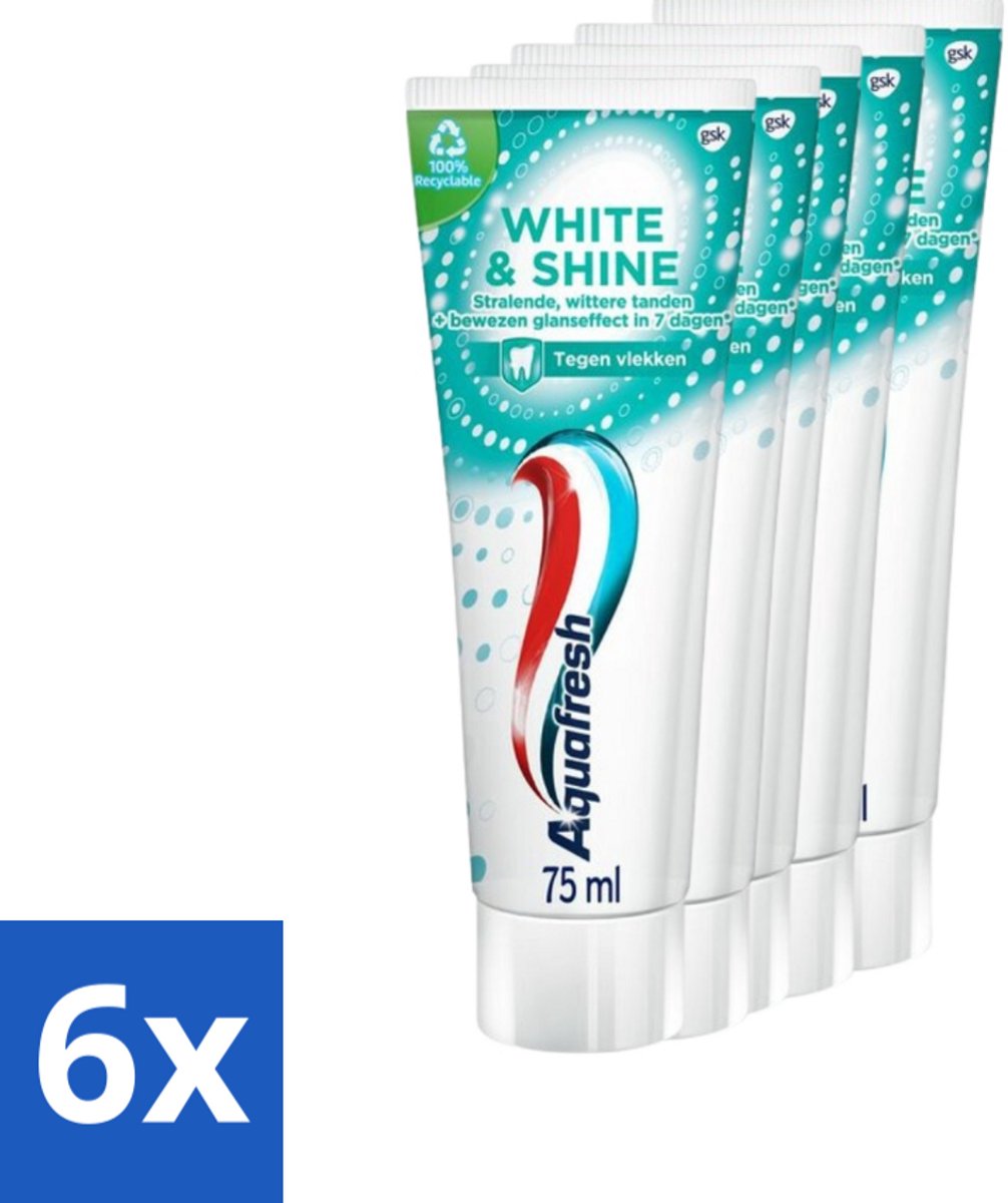 Aquafresh White & Shine Tandpasta - Wittere Tanden - Voordeelverpakking - 5 tubes - Voordeelverpakking - 6 stuks