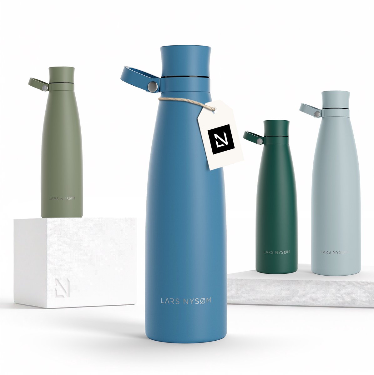 LARS NYSØM Nåde Roestvrijstalen drinkfles 750ml - BPA-vrije geïsoleerde waterfles 0,75 Liter (Calypso Blue)