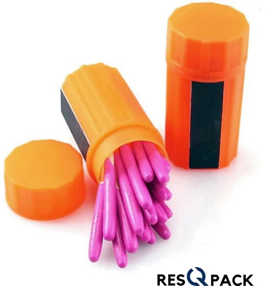 ResQ Pack® Waterdichte Lucifer - Lucifers Waterdicht - Stormlucifers - Survival lucifers - Lucifer - Matches - Waterproof lucifers - 20 Stuks