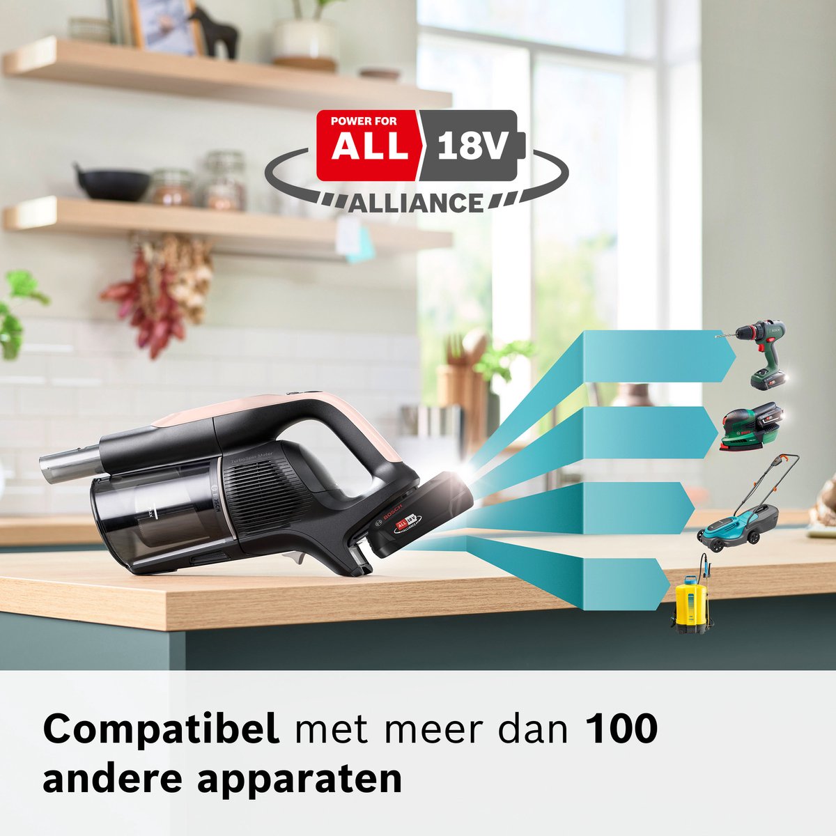 Bosch Unlimited 10 - Steelstofzuiger - Zuigmond met LED verlichting - 90° buigbare buis - draadloos en zonder zak - HEPA filter - BBS1041RBA — afbeelding 6