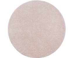 Mia’s Teppiche Taos – superzacht kortflor vloerkleed met antislip rug, wasbaar, Roze, 200 cm rond