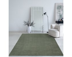 Mia’s Teppiche Taos – superzacht kortflor vloerkleed met antislip rug, wasbaar, donkergroen, 120 x 160 cm