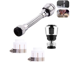Kraanstuk - Kraankop - Kraan Verlengstuk - Kraan Opzetstuk - Roterende Kraankop - Tap Adapter - Kraanstuk 360 Graden - Kraan Verlengstuk - Keukenkraan - Badkamerkraan - Sproeier - Universele Perlator - Waterbesparend - 2 Straalstanden - 4-Delige Set