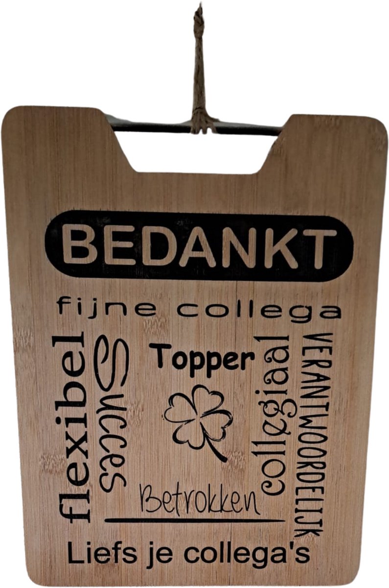 WWW.woodr.nl Uniek Bedank Geschenk Cadeau Collega : Borrelplank Wandbord voor collega TOPPER