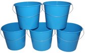 HL - Seau ménager 10 litres - lot de 5 - bleu - plastique - anse
