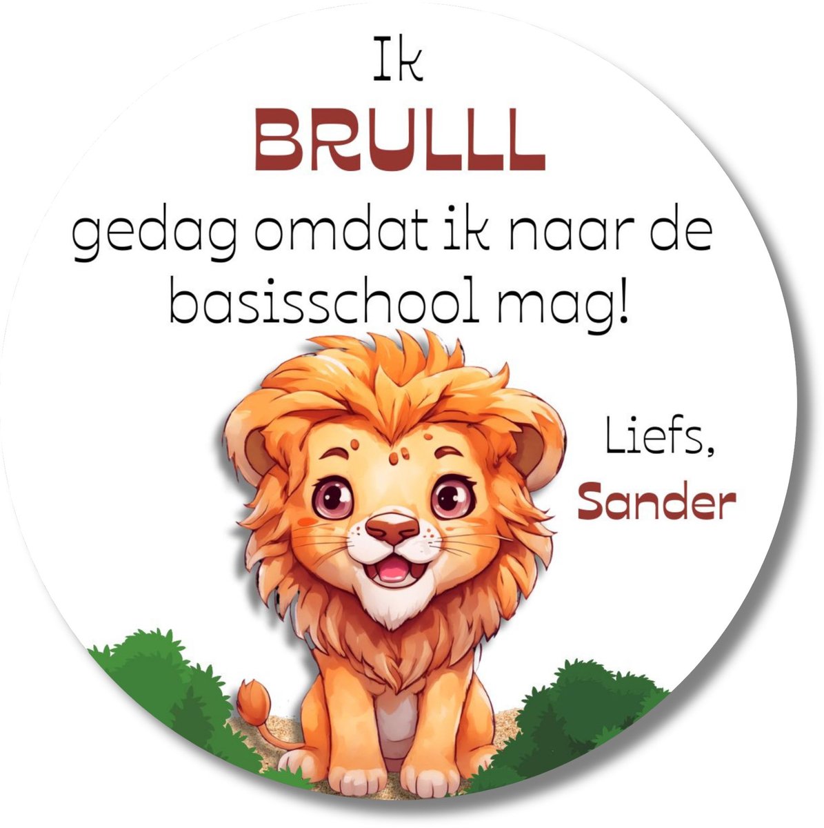 Leeuw stickers met naam – 20 stuks – ik brul gedag – basisschool – 40 mm