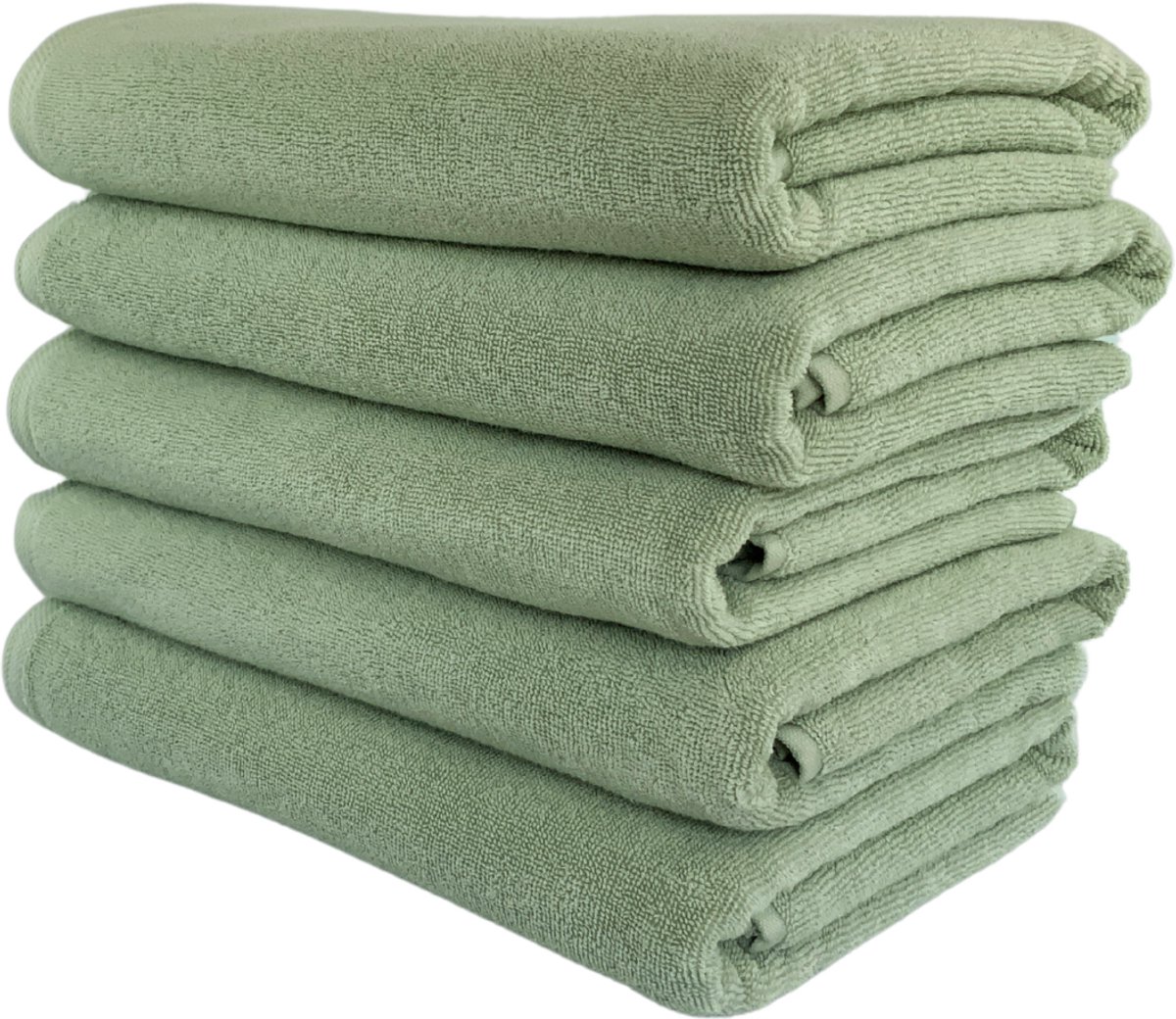 Biologische Badhanddoekenset - 70x140cm - 5 Stuks - 100% Katoen - GOTS & Vegan - Hotelkwaliteit - Lichtgroen - De Linde Home