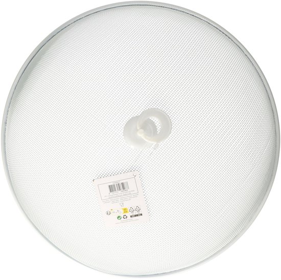 Bellatio Design Vliegenkap - 2x - wit - 35 x 16cm - buiten eten - anti insecten - RVS - voedsel beschermen - voedselkap - afdekkap — afbeelding 2
