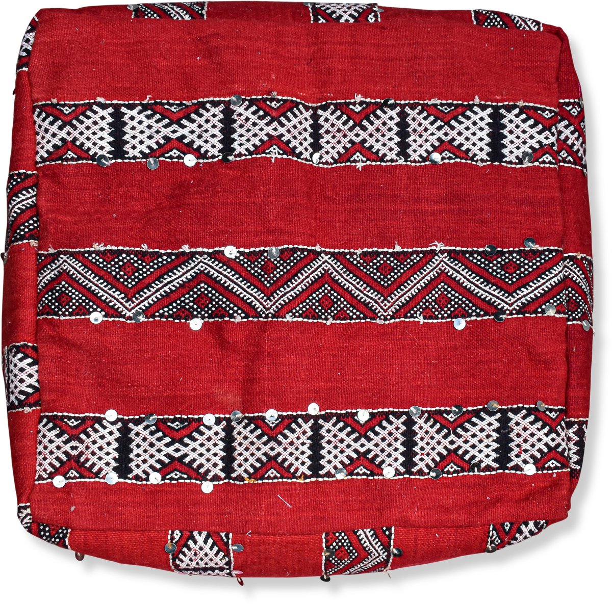 Handgeweven Marokkaanse Vloerkussen Kelim Poef - 60x60x25 CM - Uniek en stijlvol - ONGEVULD Cover only - k1214